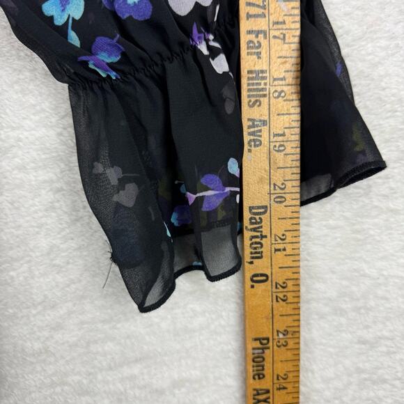 Torrid Studio Knit Off-Shoulder Smocked Chiffon Sleeve Swing Top Black Floral 3X - Picture 15 of 15